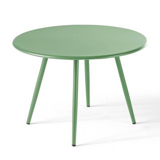 Palavas - Table Basse De Jardin Ronde En Métal Vert Cactus 40 Cm