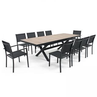 Tivoli - Table Extensible Aluminium Et Céramique Avec 10 Chaises