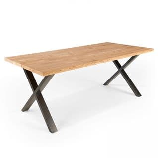 Table En Chêne Rectangulaire Avec Piètement Croisé Noir - 160 x 95