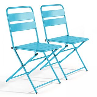 Lot De 2 Chaises De Jardin Pliantes Palavas Bleu