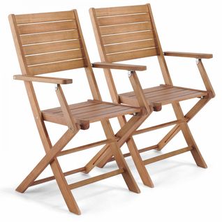 Lot De 2 Fauteuils En Bois D'eucalyptus