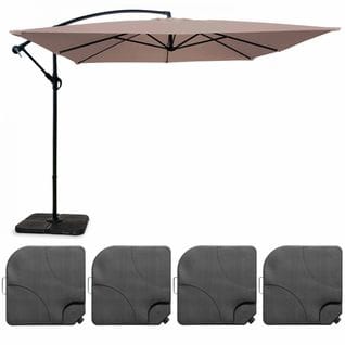 Parasol Déporté 3x3m Et 4 Dalles à Remplir Aluminium Taupe