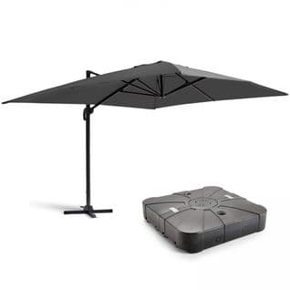 Parasol Déporté 3x4m Et Dalle à Lester Sur Roues Aluminium Gris