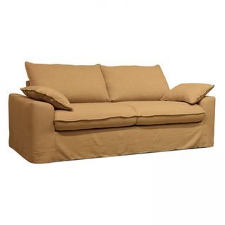 Canapé Convertible En Tissu 3 Places Ocre