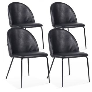 Lot De 4 Chaises En Textile Enduit Noir