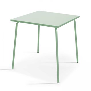 Palavas - Table De Jardin Carrée En Métal Vert Sauge 70cm