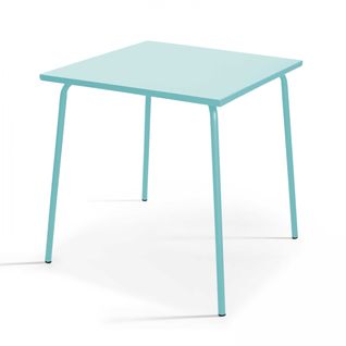 Palavas - Table De Jardin Carrée En Métal Turquoise 70cm
