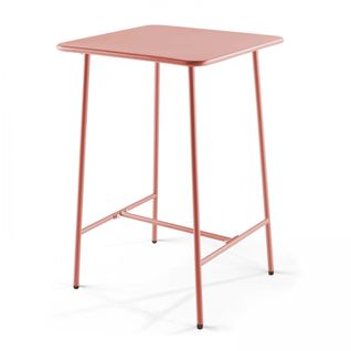 Palavas - Table Haute De Jardin Carrée En Acier Argile 70cm