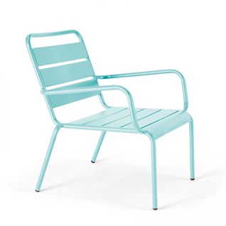 Palavas - Fauteuil De Jardin Bas Relax Acier Turquoise