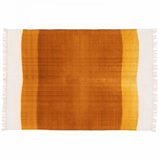 Tapis Rectangulaire En Laine Tissé à Plat Jaune/ Orange 160 X 230 Cm