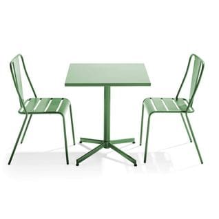 Palavas - Ensemble Table Inclinable De Jardin Et 2 Chaises Vert Cactus