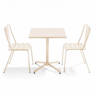 Palavas - Ensemble Table Inclinable De Jardin Et 2 Chaises Ivoire