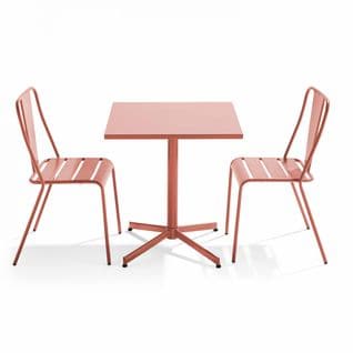 Palavas - Ensemble Table Inclinable De Jardin Et 2 Chaises Argile