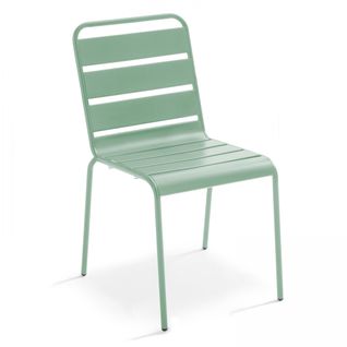 Palavas - Chaise En Métal Vert Sauge
