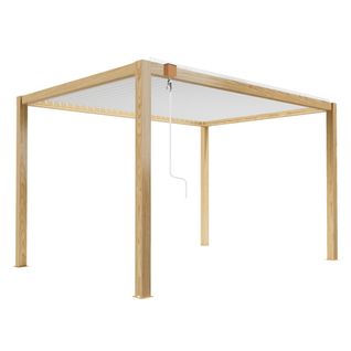 Pergola Bioclimatique Autoportée 3 X 4 M Aluminium Effet Bois Blanc