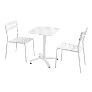 Table De Terrasse Inclinable 60 X 60 Cm Et 2 Chaises Blanc
