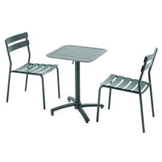 Table De Terrasse Inclinable 60 X 60 Cm Et 2 Chaises Vert Foncé