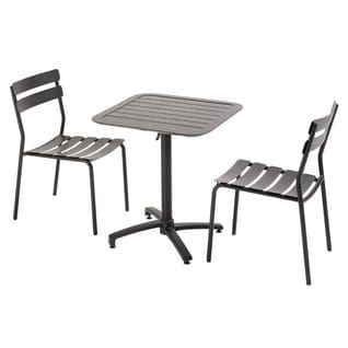 Ensemble Table Inclinable De Terrasse 70 X 70 Cm Et 2 Chaises Noir