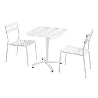 Ensemble Table Inclinable De Terrasse 70 X 70 Cm Et 2 Chaises Blanc