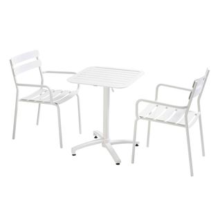 Ensemble Table Inclinable 60 X 60 Cm Et 2 Fauteuils Blanc