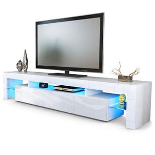 Meuble TV Blanc  Avec LED 38 X 189 X 35 Cm