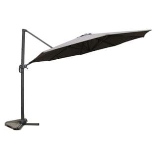 Parasol Déporté Rond Diamètre 350cm Rotatif à 360 Degrés Gris Castillo