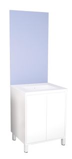 Meuble Salle De Bain Belis - à Poser - Miroir Affleurant - 60cm Finition Blanc