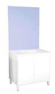 Meuble Salle De Bain Belis - à Poser - Miroir Affleurant - 80cm - Finition Blanc