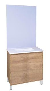 Meuble Salle De Bain Belis - à Poser - Miroir Affleurant - 80cm - Finition Bois