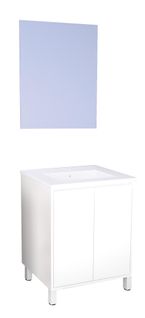 Meuble Salle De Bain Belis - à Poser - Miroir Suspendu - 60cm - Finition Blanc