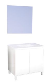 Meuble Salle De Bain Belis - à Poser - Miroir Suspendu - 80cm - Finition Blanc