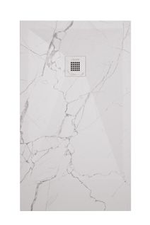 Receveur Nola 3 - 90x120x3cm - Résine - Marbre Blanc - Bonde