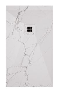 Receveur Nola 3 - 70x120x3cm - Résine - Marbre Blanc - Bonde