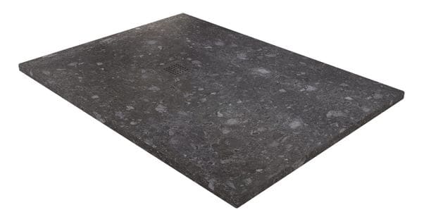 Receveur Nola 3 - 90x100x3cm - Résine - Terazzo Noir - Bonde