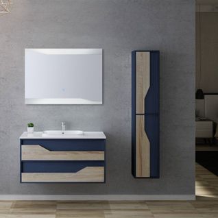 Meuble De Salle De Bain Urbino 1000 Scandinave Et Bleu Saphir