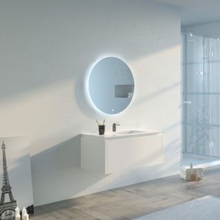 Meuble de salle de bain simple vasque 90cm Strano + miroir