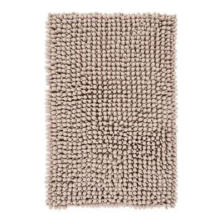 Tapis De Salle De Bain Doux Longues Mèches Idris Taupe 40x60