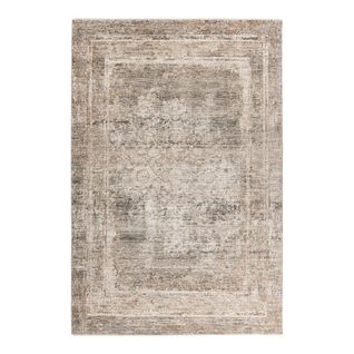 Tapis Gris Vintage Avec Franges Rayé Yassma Gris 120x170