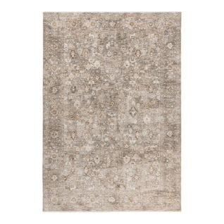 Tapis Gris Vintage Avec Franges Rayé Pastel Gris 280x370