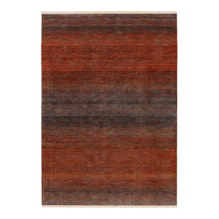 Tapis Rayé Rectangle Moderne Avec Franges Yomout Corail 80x235