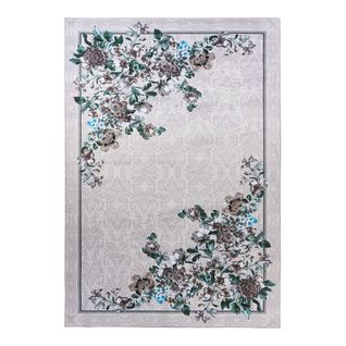 Tapis Floral Rectangle Design Lavable En Machine Bouquet Crème 80x150