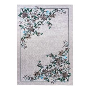 Tapis Floral Rectangle Design Lavable En Machine Bouquet Crème 120x170