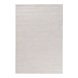 Tapis Moderne Rayé Rectangle Poils Ras Jivan Crème 80x300