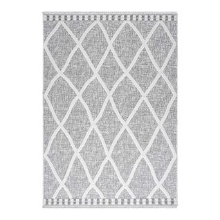 Tapis Berbère Ethnique Avec Franges Gris Cherine Gris 200x290