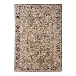 Tapis Vintage Avec Franges Rayé Poils Ras Katoun Gris Foncé 160x230