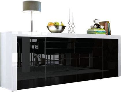 Buffet Noir Et  Blanc Haute Brillance Hxlxp) : 72 X 200 X 35