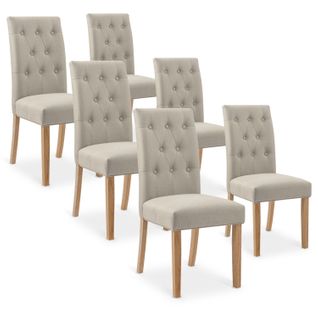 Lot De 6 Chaises Capitonnées Gaya Tissu Beige