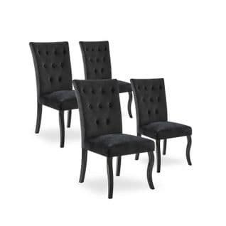 Lot De 4 Chaises Capitonnées Chaza Velours Noir