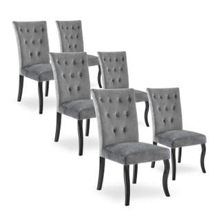 Lot De 6 Chaises Capitonnées Chaza Velours Gris