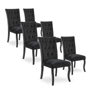 Lot De 6 Chaises Capitonnées Chaza Velours Noir